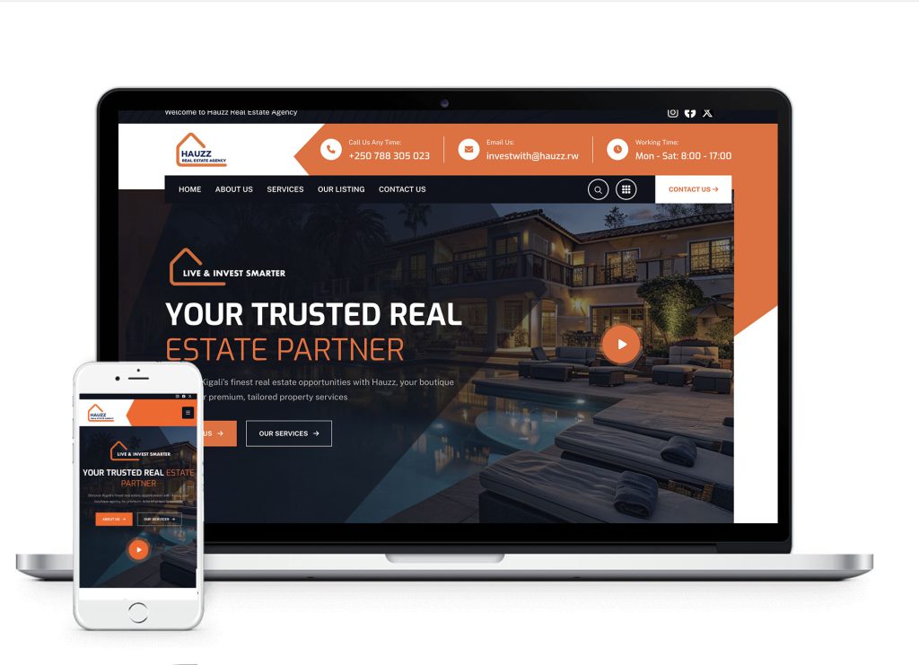 Hauzz Real estate homepage designed by Dutch Tembo