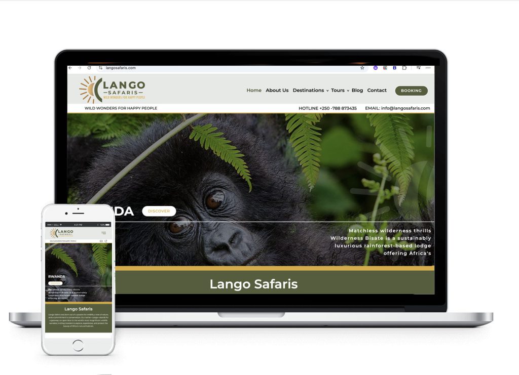 Homepage design of Lango Safaris design by Dutch Tembo